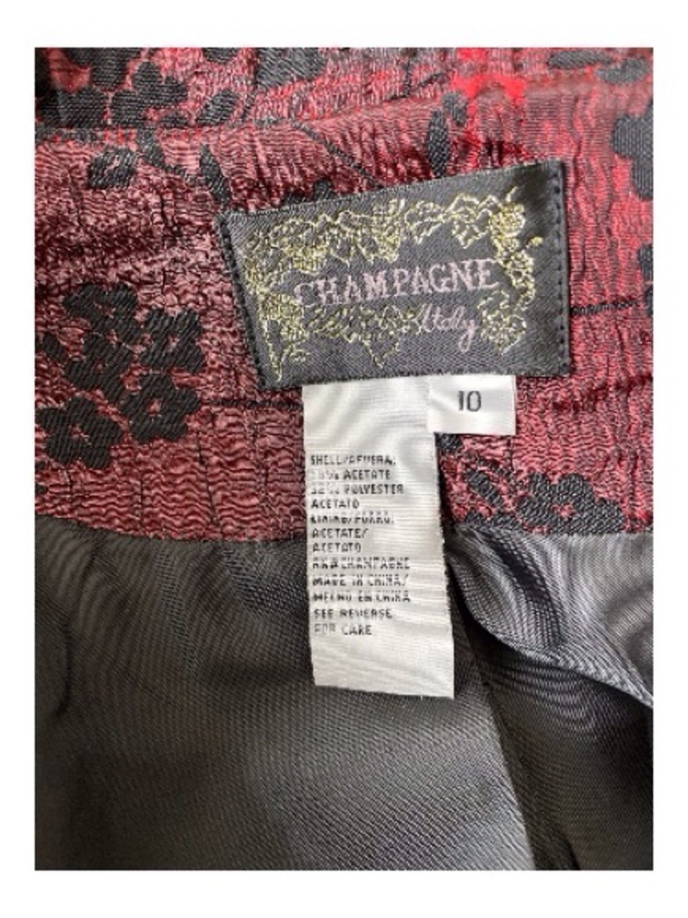 Champagne Women's Burgundy-Black Lined Fur Jacket, Blazer, 10 - Picture 5 of 6